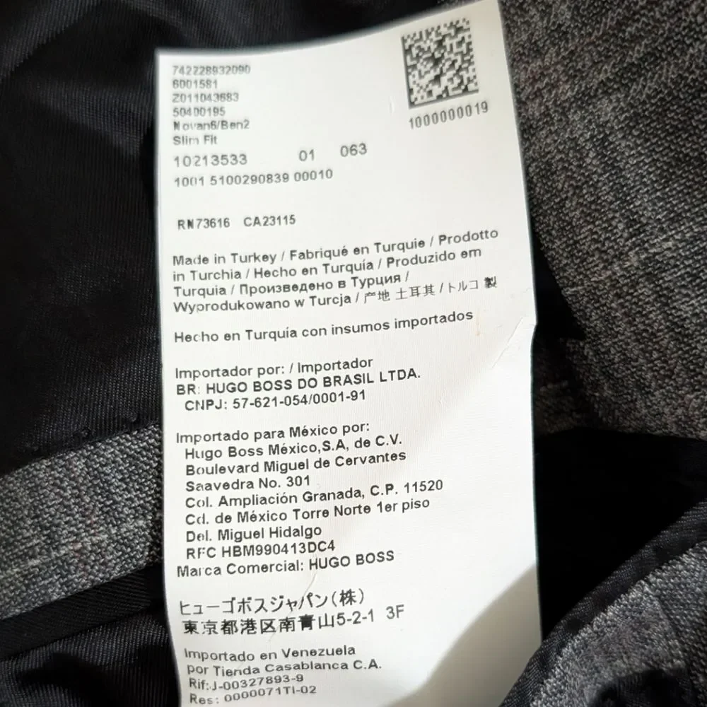 ​Hugo Boss Guabello Super 130s Italian Wool Slim Suit Jacket 36R NWT - Grey Glen